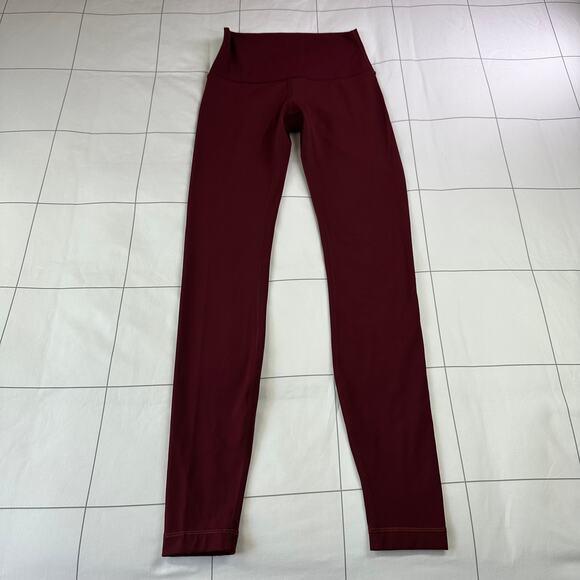 Lululemon Leggings Womens 4 Red Wunder Under High Rise Brushed Full On Luxtreme - Picture 1 of 11